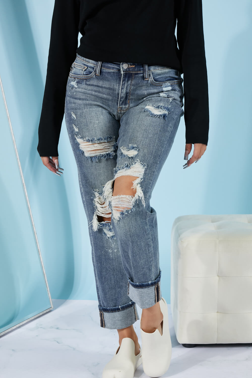 Lindsey Judy Blue Boyfriend Jeans